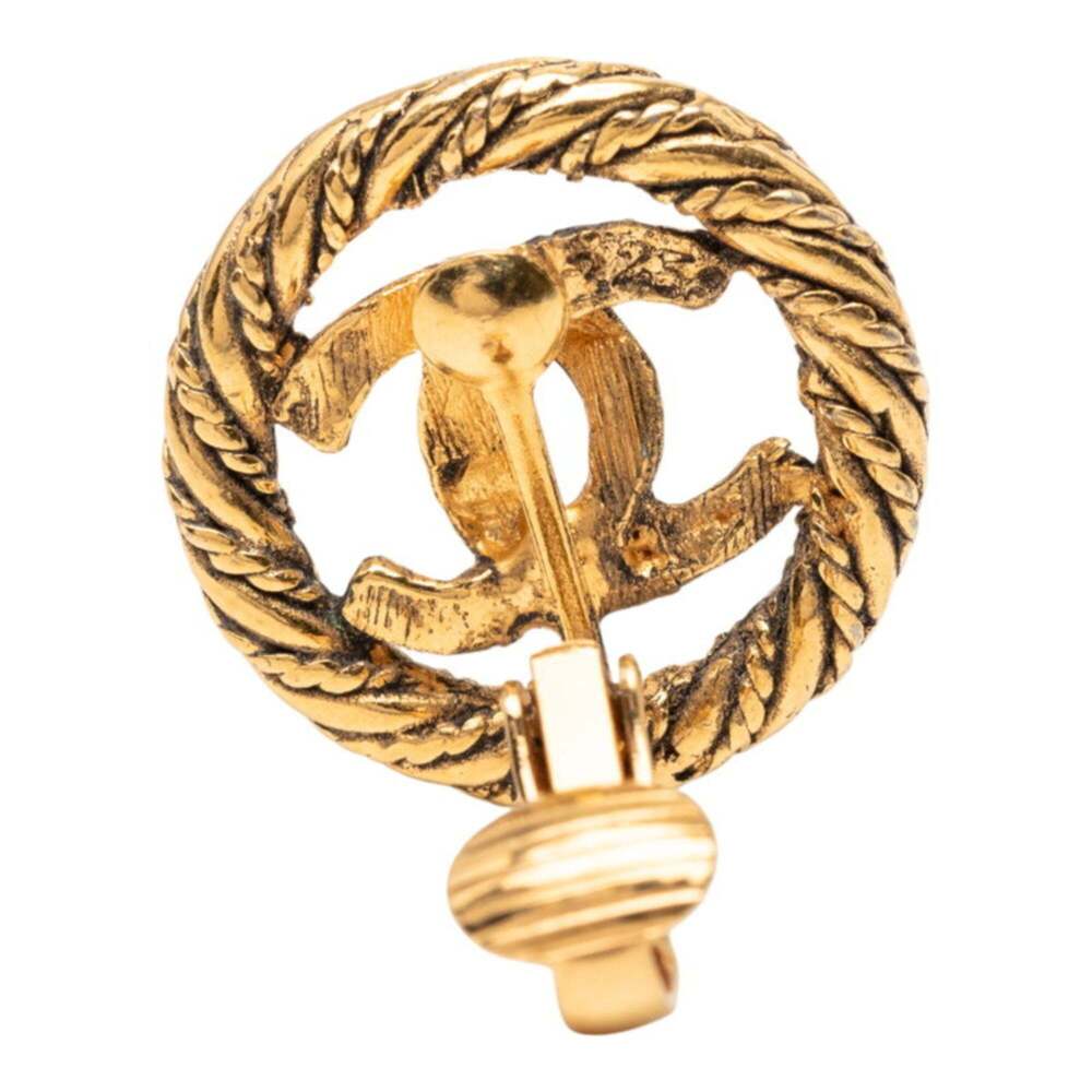 CHANEL Authentic Gold Logo Earrings - Picture 4 of 4